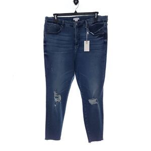 Good American Womens 22 Blue Distressed Skinny Sculpting Stretch Denim Jeans